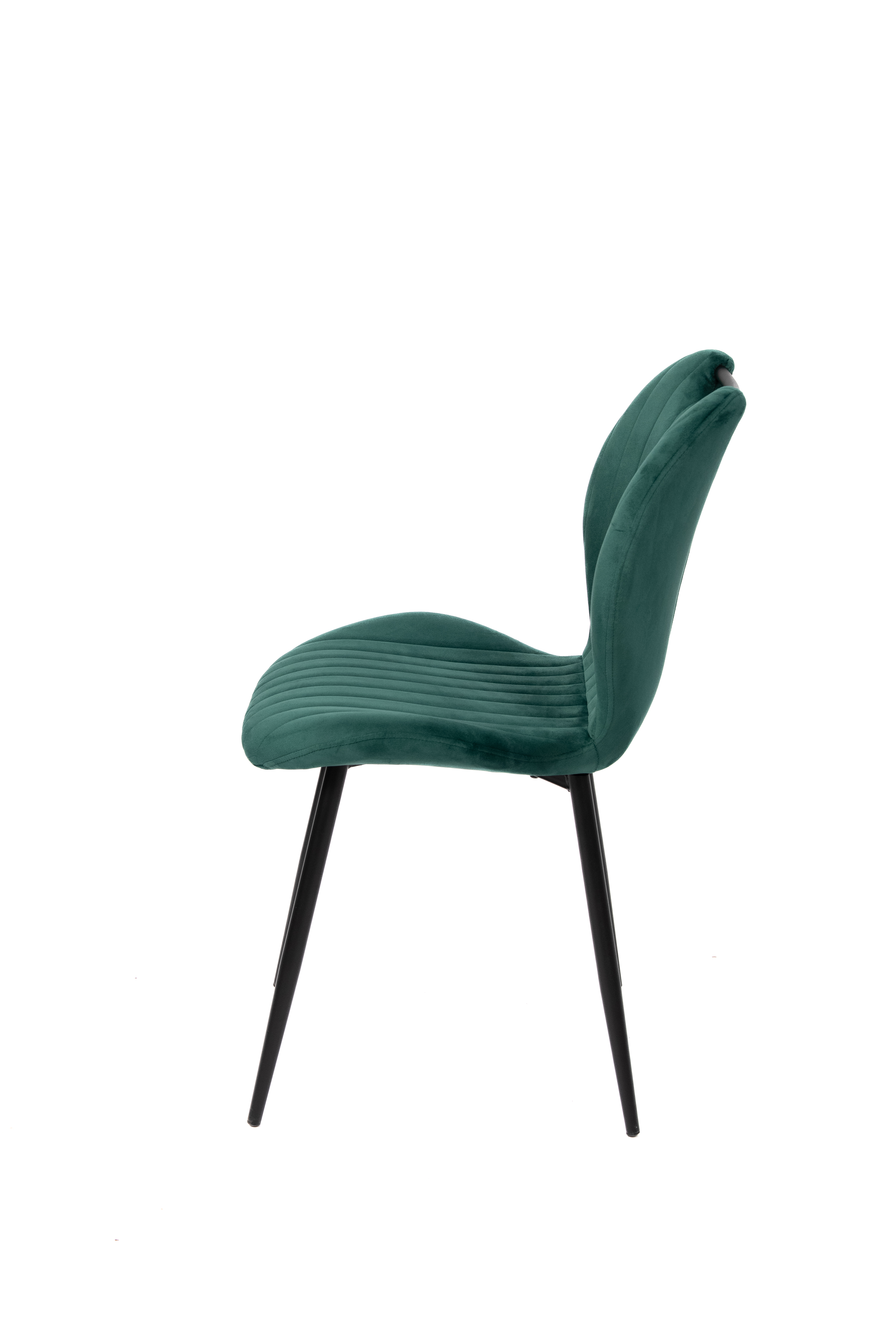 BRINDISI | Green Velvet Dining Chair – Vertical Stitching - Black Metal Legs - Handle – Home & Horeca